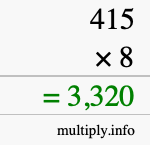 How to calculate 415 times 8 using long multiplication How to calculate 415 times 8 using long multiplication