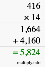 How to calculate 416 times 14 using long multiplication How to calculate 416 times 14 using long multiplication