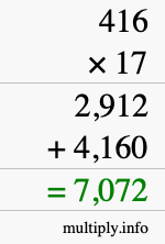 How to calculate 416 times 17 using long multiplication How to calculate 416 times 17 using long multiplication