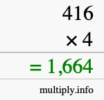 How to calculate 416 times 4 using long multiplication How to calculate 416 times 4 using long multiplication