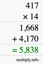 How to calculate 417 times 14 using long multiplication How to calculate 417 times 14 using long multiplication