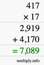 How to calculate 417 times 17 using long multiplication How to calculate 417 times 17 using long multiplication
