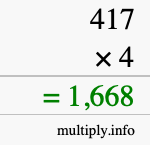 How to calculate 417 times 4 using long multiplication How to calculate 417 times 4 using long multiplication