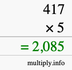 How to calculate 417 times 5 using long multiplication