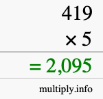 How to calculate 419 times 5 using long multiplication How to calculate 419 times 5 using long multiplication