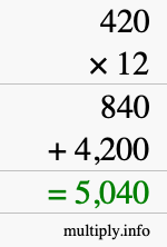 How to calculate 420 times 12 using long multiplication How to calculate 420 times 12 using long multiplication