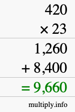 How to calculate 420 times 23 using long multiplication How to calculate 420 times 23 using long multiplication
