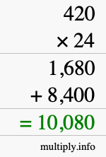 How to calculate 420 times 24 using long multiplication How to calculate 420 times 24 using long multiplication