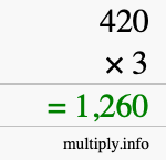 How to calculate 420 times 3 using long multiplication How to calculate 420 times 3 using long multiplication