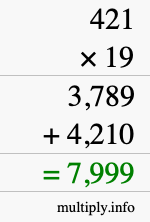 How to calculate 421 times 19 using long multiplication