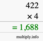 How to calculate 422 times 4 using long multiplication How to calculate 422 times 4 using long multiplication