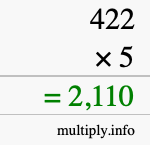 How to calculate 422 times 5 using long multiplication How to calculate 422 times 5 using long multiplication