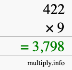 How to calculate 422 times 9 using long multiplication