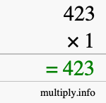 How to calculate 423 times 1 using long multiplication