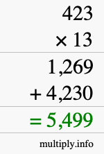 How to calculate 423 times 13 using long multiplication How to calculate 423 times 13 using long multiplication