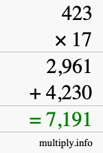How to calculate 423 times 17 using long multiplication How to calculate 423 times 17 using long multiplication