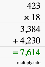 How to calculate 423 times 18 using long multiplication How to calculate 423 times 18 using long multiplication