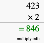 How to calculate 423 times 2 using long multiplication How to calculate 423 times 2 using long multiplication
