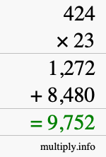How to calculate 424 times 23 using long multiplication How to calculate 424 times 23 using long multiplication