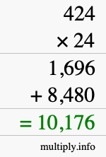 How to calculate 424 times 24 using long multiplication How to calculate 424 times 24 using long multiplication