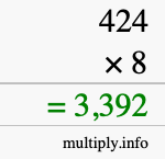 How to calculate 424 times 8 using long multiplication How to calculate 424 times 8 using long multiplication