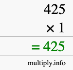 How to calculate 425 times 1 using long multiplication