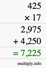 How to calculate 425 times 17 using long multiplication