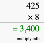 How to calculate 425 times 8 using long multiplication How to calculate 425 times 8 using long multiplication