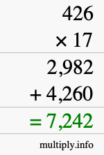 How to calculate 426 times 17 using long multiplication