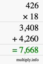 How to calculate 426 times 18 using long multiplication How to calculate 426 times 18 using long multiplication