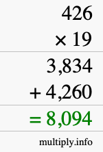 How to calculate 426 times 19 using long multiplication