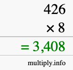 How to calculate 426 times 8 using long multiplication