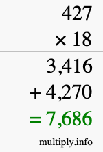 How to calculate 427 times 18 using long multiplication How to calculate 427 times 18 using long multiplication