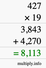 How to calculate 427 times 19 using long multiplication