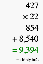 How to calculate 427 times 22 using long multiplication How to calculate 427 times 22 using long multiplication