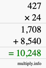 How to calculate 427 times 24 using long multiplication How to calculate 427 times 24 using long multiplication
