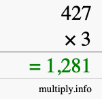 How to calculate 427 times 3 using long multiplication How to calculate 427 times 3 using long multiplication