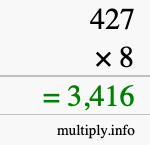 How to calculate 427 times 8 using long multiplication