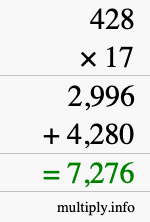 How to calculate 428 times 17 using long multiplication