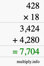 How to calculate 428 times 18 using long multiplication How to calculate 428 times 18 using long multiplication
