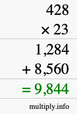 How to calculate 428 times 23 using long multiplication How to calculate 428 times 23 using long multiplication