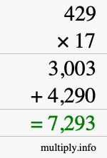 How to calculate 429 times 17 using long multiplication