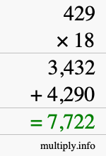 How to calculate 429 times 18 using long multiplication How to calculate 429 times 18 using long multiplication