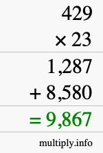 How to calculate 429 times 23 using long multiplication How to calculate 429 times 23 using long multiplication