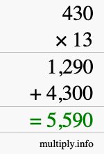 How to calculate 430 times 13 using long multiplication How to calculate 430 times 13 using long multiplication