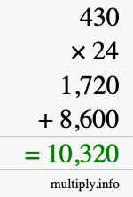 How to calculate 430 times 24 using long multiplication How to calculate 430 times 24 using long multiplication