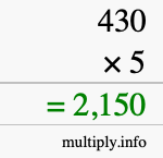 How to calculate 430 times 5 using long multiplication How to calculate 430 times 5 using long multiplication