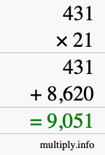 How to calculate 431 times 21 using long multiplication How to calculate 431 times 21 using long multiplication