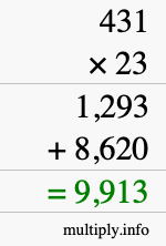 How to calculate 431 times 23 using long multiplication How to calculate 431 times 23 using long multiplication
