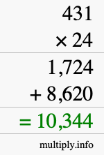 How to calculate 431 times 24 using long multiplication How to calculate 431 times 24 using long multiplication